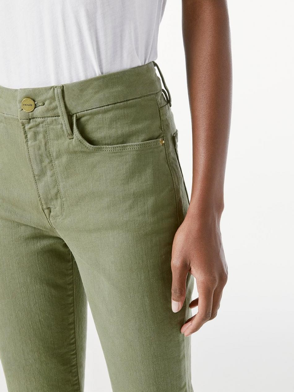 FRAME Denim Le Crop Mini Raw-edge Bootcut Jeans in Washed Military Green Womens Jeans FRAME Jeans 